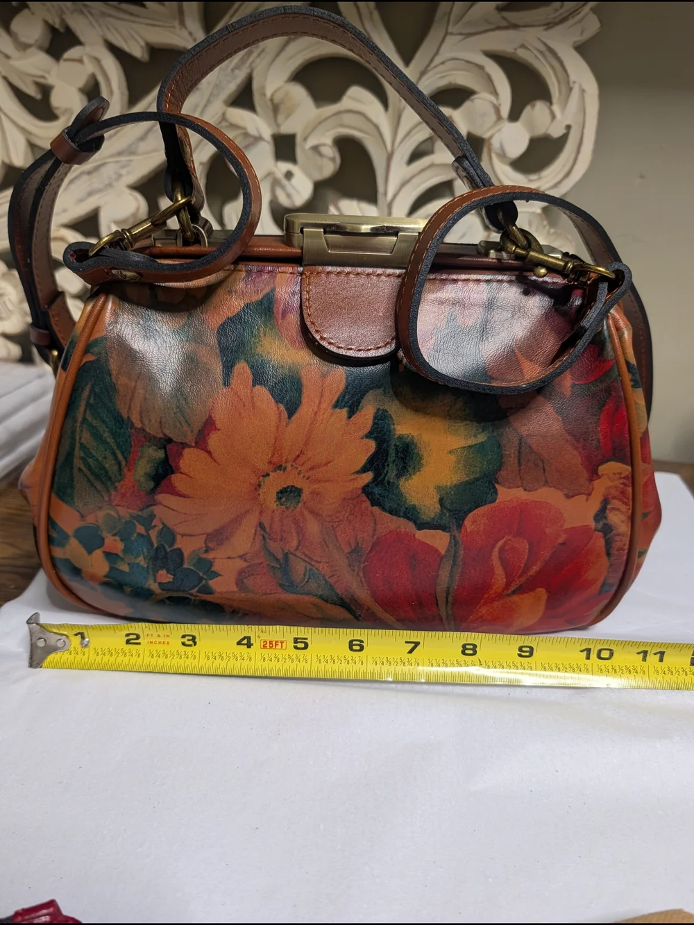 Patricia Nash Floral Leather Frame Satchel  Multicolor &Red leather Card Wallet